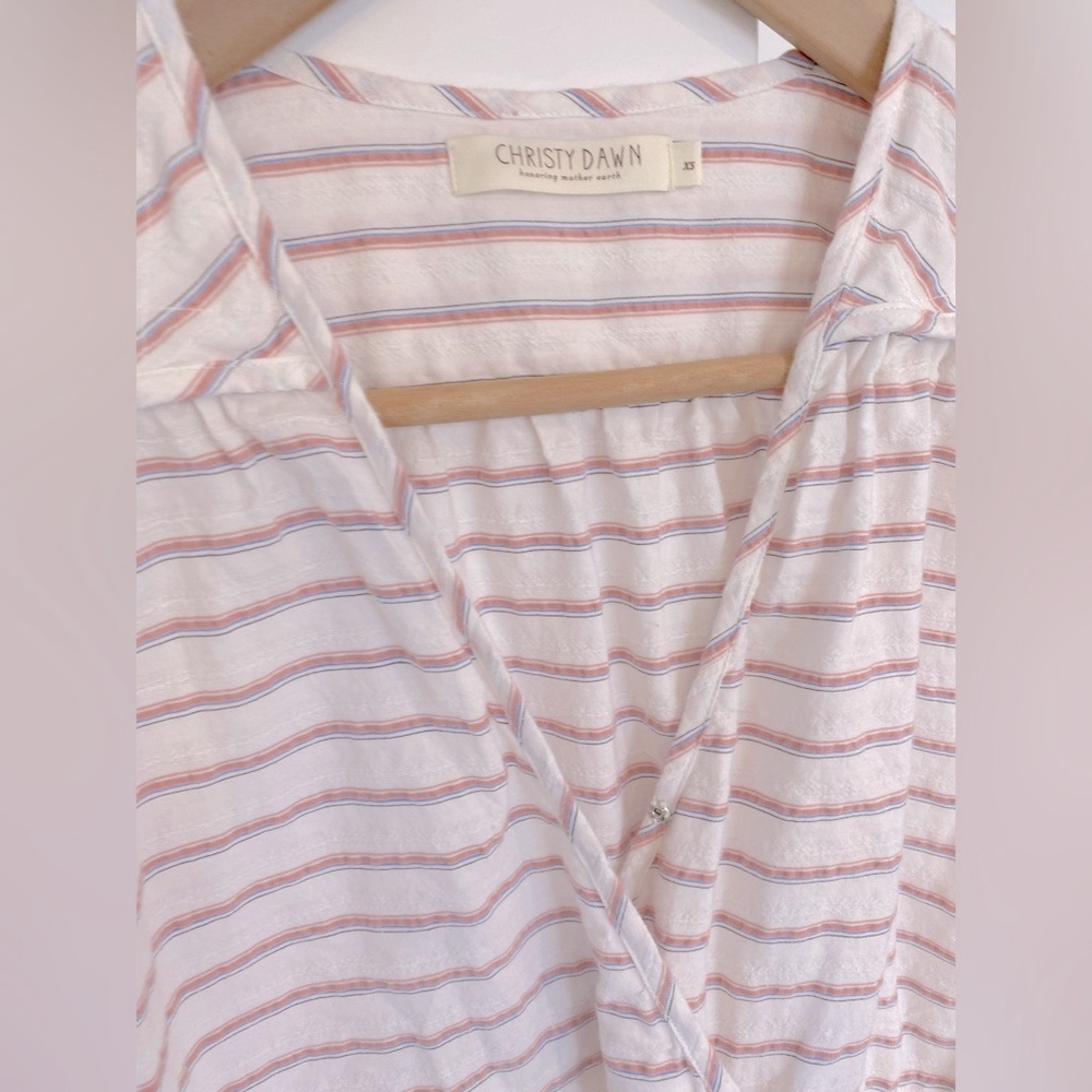🚨 S O L D 🚨 Christy Dawn “washed thulian embroidered striped”, stripe dress xs - Picture 4 of 12